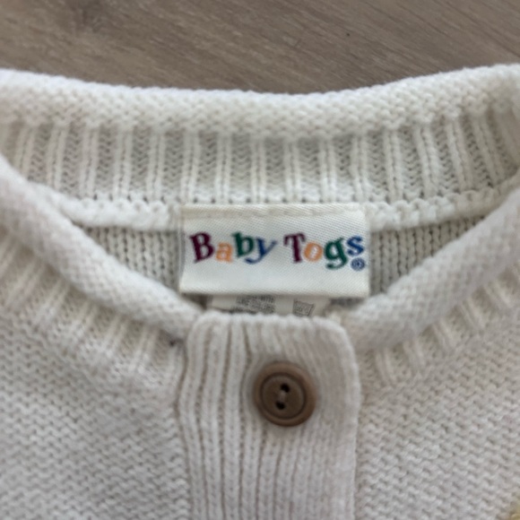 Vintage acrylic baby togs Colorful Knit Cardigan with Animal and House Design - Picture 3 of 4